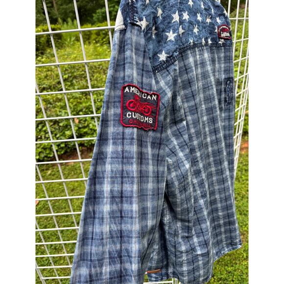 AFFLICTION MEN'S BUTTON DOWN SHIRT AMERICAN BRAVE EMBROIDERED BIKER XL - Picture 4 of 6